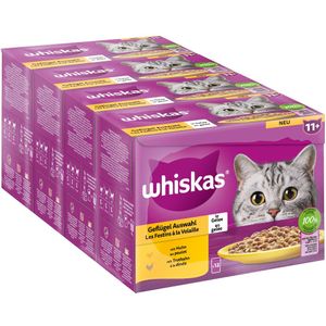 48 x 85 g Senior 11  Gevogelte-selectie in gelei Whiskas Kattenvoer