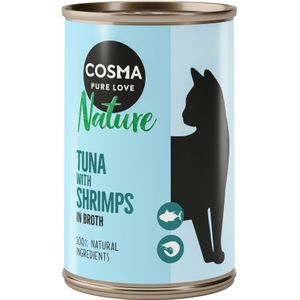 12 x 140 g Cosma Nature Voordeelpakket Kattenvoer - Tonijn & Garnalen