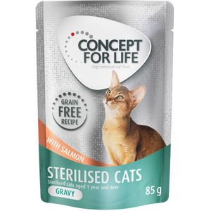 Concept for Life graanvrij 12 x 85 g Kattenvoer voor een probeer prijs! - Sterilised Cats Zalm in Saus