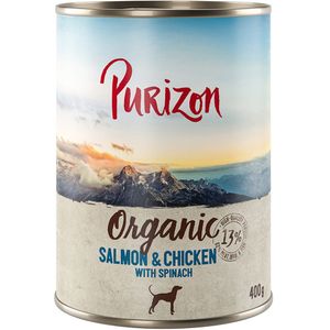 10  2 gratis! Purizon Adult 12 x 400 / 800 g  - Organic Zalm en kip met spinazie (12 x 400 g)