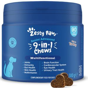 Zesty Paws Senior Advanced 9-in-1 Chews kalkoen 90 kauwtabletten aanvullend voer voor honden