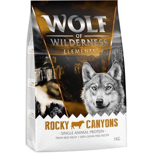 Speciale prijs: 2 x 1 kg Wolf of Wilderness Graanvrij Droogvoer voor Honden - Rocky Canyons - Rund