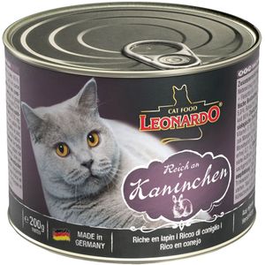 6x200g Rijk aan Konijn Leonardo All Meat Kattenvoer