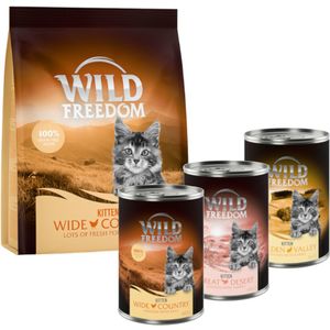Wild Freedom 12 x 400 g Natvoer  400 g Sroogvoer voor een speciale prijs! - 12 x 400 g Kitten: Mixpakket: 2x Great Desert, 2x Wide Country, 2x Golden Valley  400 g Kitten Wide Country Gevogelte