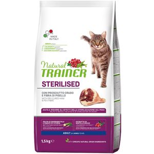 Natural Trainer Gesteriliseerd met rauwe Ham Brokken voor Katten - 1,5 kg