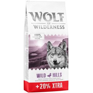 12  2,4 kg gratis! 14,4 kg Wolf of Wilderness - Graanvrij - Wild Hills - Eend