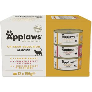 12x156g Applaws Mix Kip in Bouillon Kattenvoer nat