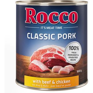 Voordeelpakket: Rocco Classic Pork 24 x 800g Hondenvoer Rund & Kip
