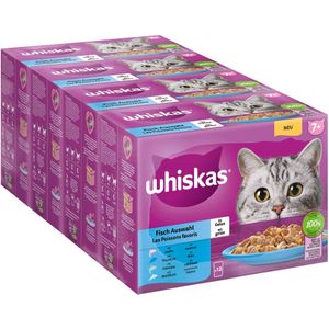 48 x 85 g Senior Maaltijdzakjes 7  Visselectie in gelei Whiskas Kattenvoer