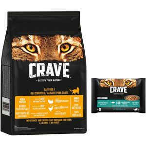 15% Korting! Crave Kat Droogvoer 7 kg  4x85g Crave natvoer - met Kalkoen en Kip (7 kg)  Sauce met tonijn (4 x 85 g)