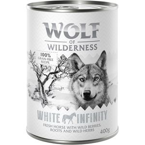 10  2 gratis!  12 x 400 g Wolf of Wilderness - White Infinity - Paard