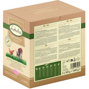 5  1 gratis! 6 x 300 g / 6 x 150 g Lukullus Natuurkost Maaltijdzakjes - 6 x 300 g Junior Kip en Kalf