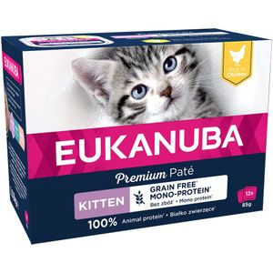 Inhoud: 48x85g Eukanuba Kitten Grain Free Kip Nat Kattenvoer