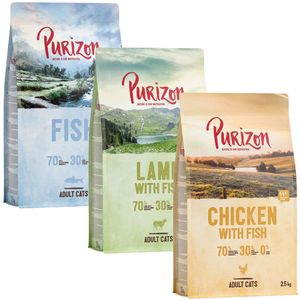 Gemengd Voordeelpakket Purizon 3 x 2,5 kg voor een probeer prijs! - Kip & Vis / Lam & Vis / Vis