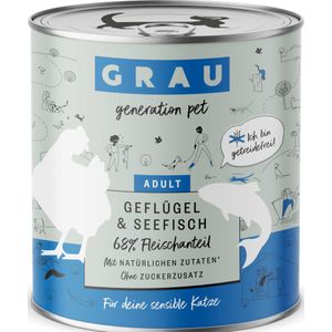 GRAU Smulpotje Graanvij 6 x 800 g Kattenvoer - Gevogelte & Zeevis