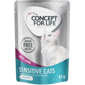 Concept for Life graanvrij 12 x 85 g Kattenvoer voor een probeer prijs! - Senstive Cats Lam in Saus