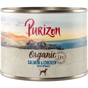 Voordeelpakket Purizon Organic 24 x 200 g - Zalm en kip met spinazie