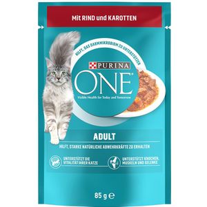 26x85g Adult Rund & Wortel Purina ONE Kattenvoer