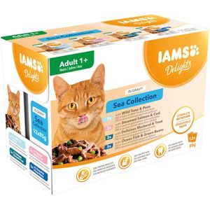 12x85g Sea Mix in Saus IAMS Delights Kattenvoer