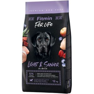 12kg, Fitmin Dog for Life Light & Senior, droog hondenvoer