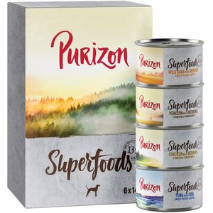 Voordeelpakket Purizon Adult 24 x 300 g voor een speciale prijs! - Superfoods: Mixpakket (8x Kip, 8x Tonijn, 4x Wild Zwijn, 4xWild) 140g
