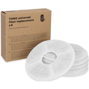 TIAKI universeel vervangfilter voor drinkfonteinaccessoires: Vervangfilter (6 stuks)