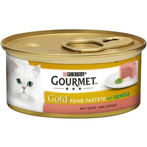 12x85g Gold Paté Eend & Spinazie Gourmet Kattenvoer