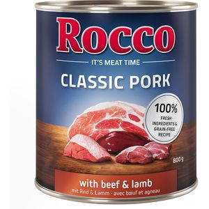 Voordeelpakket: Rocco Classic Pork 24 x 800g Hondenvoer Rund & Lam