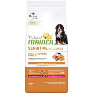 12kg Sensitive No Gluten Puppy & Junior Medium/Maxi Zalm Naturel Trainer