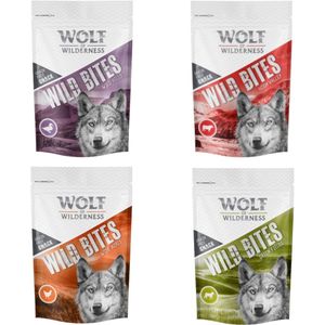 4x180g Wild Bites Mix: Kip, Eend, Lam, Rund Wolf of Wilderness Hondensnacks