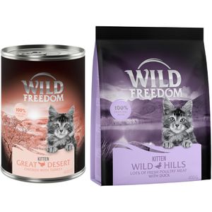 Wild Freedom 12 x 400 g Natvoer  400 g Sroogvoer voor een speciale prijs! - 12 x 400 g Kitten: Great Desert - Kalkoen & Kip  400 g Kitten Wild Hills Eend
