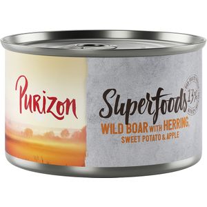 Voordeelpakket Purizon Adult 24 x 300 g voor een speciale prijs! - Superfoods Wild Zwijn met Haring, Zoete Aardappel en Appel 140g