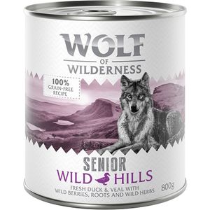 12x800g Senior Wild Hills Eend & Kalf Wolf of Wilderness Hondenvoer