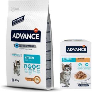 15% korting! op Advance droogvoer  natvoer - Kitten Kattenvoer 10 kg  Adult Sterilized 12 x 85 g