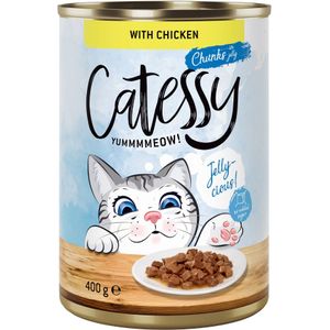 12 x 400 g Catessy Hapjes in Saus of Gelei Kattenvoer voor een speciale prijs! - met Kip in Gelei