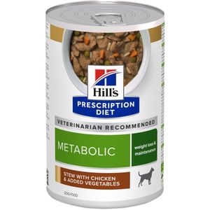 12x 354g Hill's Prescription Diet Dog Metabolic Care met kip Stew hondenvoer nat