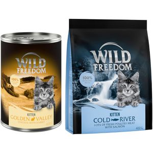 Wild Freedom 12 x 400 g Natvoer  400 g Sroogvoer voor een speciale prijs! - 12 x 400 g Kitten: Golden Valley - Konijn & Kip  400 g Kitten Cold River Zalm