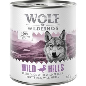 6x800g Wild Hills Eend Wolf of Wilderness Hondenvoer