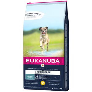 12kg Eukanuba Grain Free Adult Small / Medium Breed Kip Hondenvoer droog