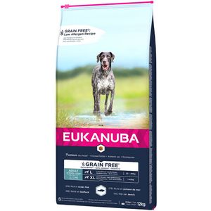 10% Korting! Eukanuba graanvrij droogvoer - Adult Large Breed met Zalm (12 kg)