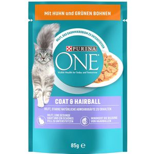 26x85g Coat & Hairball Kip & Sperziebonen Purina ONE Kattenvoer