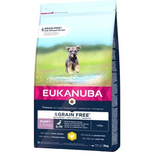 10% korting! 3 kg \ 12 kg Eukanuba Puppy Droogvoer! - Grain Free Puppy Small / Medium Breed Kip  3 kg