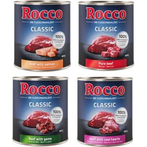 Voordeelpakket Rocco Classic 24 x 800 g Hondenvoer - Mix: Puur Rund, Wild, Zalm & Kalfshart