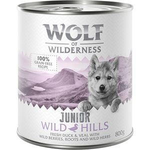 12x800g Little Wild Hills Junior Eend & Kalf Wolf of Wilderness Hondenvoer