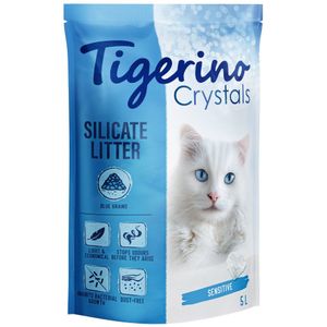 5L Blue/Blauw Tigerino Crystals Sensitive Fun Kattenbakvulling Silicaat