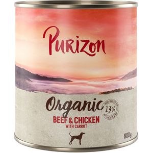 Voordeelpakket Purizon Organic 24 x 800 g - Rund en kip met wortel
