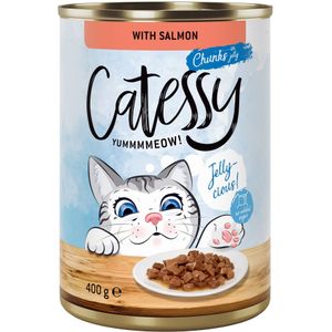 12 x 400 g Catessy Hapjes in Saus of Gelei Kattenvoer voor een speciale prijs! - met Zalm in Gelei