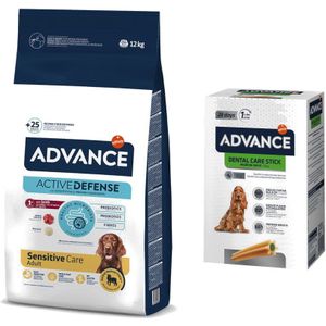 Advance Dog M/L  Advance Dental Snack gratis Sensitive Adult Lam & Rijst 12kg