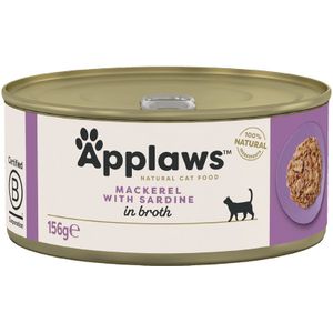 6x156g in Bouillon Makreel & Sardientjes Applaws Kattenvoer