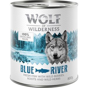 24x800g Blue River Vis Wolf of Wilderness Hondenvoer